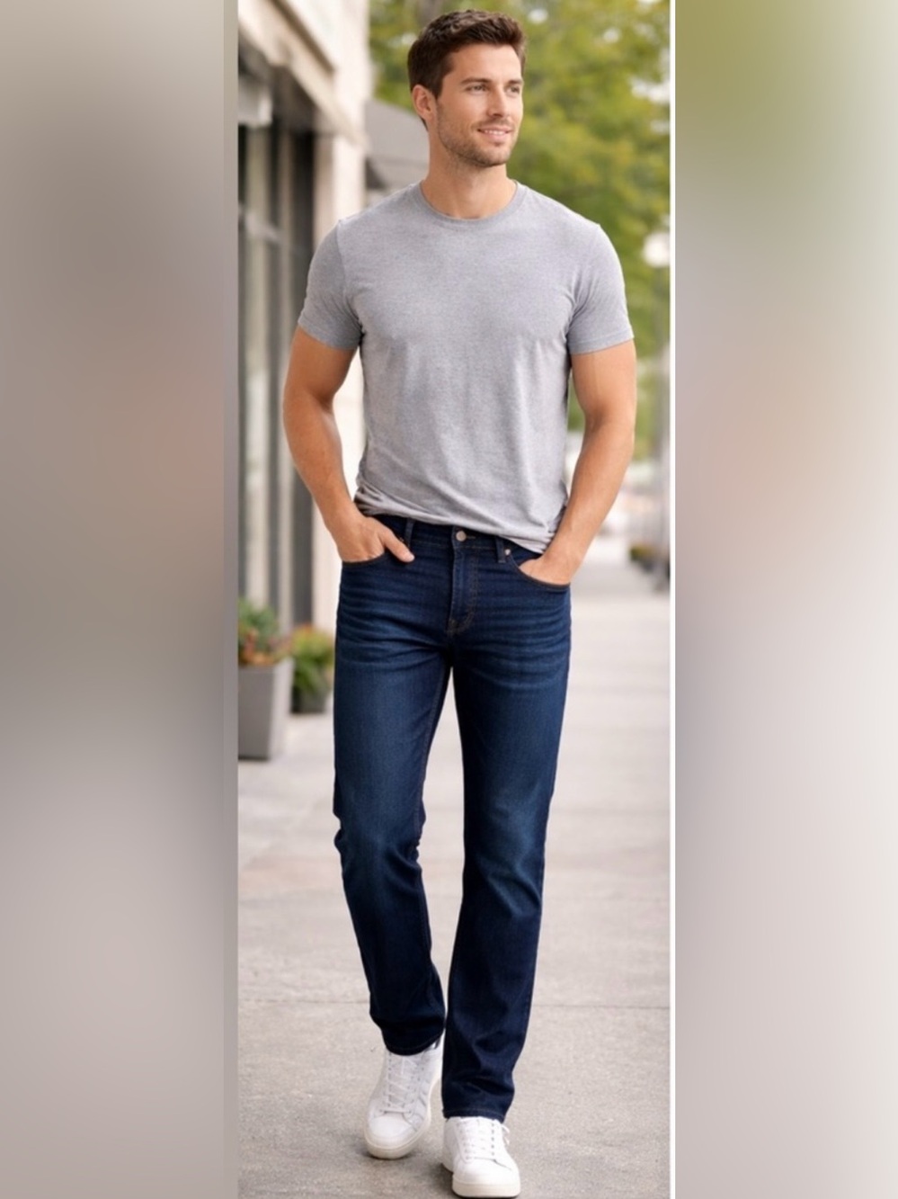 NWT Frame Denim Jetset Modern Straight Jeans Dark Wash  Indigo Sz Waist 34